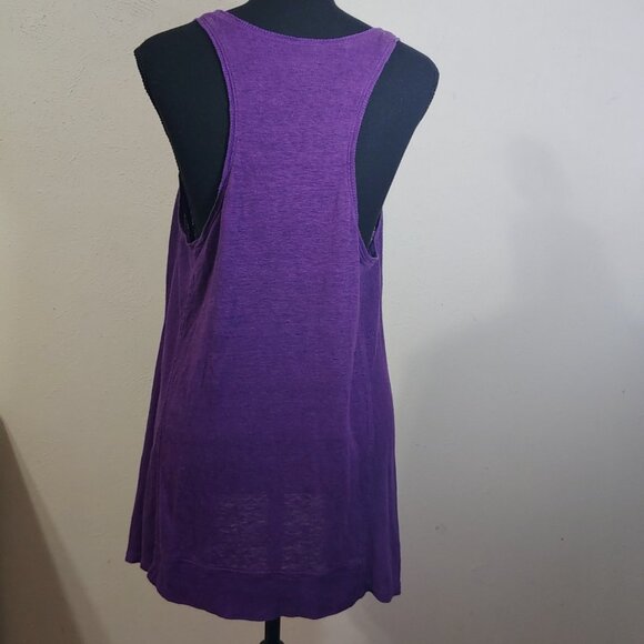 Eileen Fisher Linen Asymmetrical Tank Top Small Purple Racerback Lagenlook - Picture 4 of 7